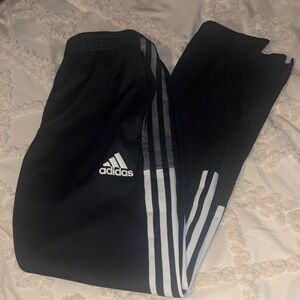 Adidas Kids Black Joggers with White Stripes